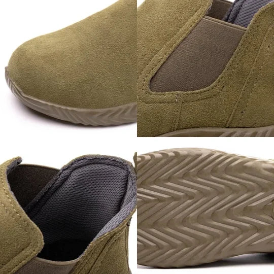 (Multiple Protection👍)High Quality Work Boots - Super Wear-Resistant Leather Material Kevlar Sole Anti-Impact Steel Toe Orthotic Insole