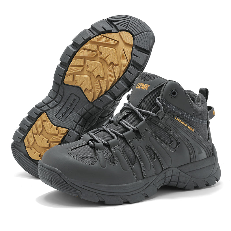 (🔥Last Day Promotion 70% OFF 🎁) Men’s Leather Hiking and Work Boots, Waterproof Lightweight Orthopedic Comfort, Slip Resistant Anti Puncture, Shock Absorbing Arch and Ankle Support, for Wet Trails Construction and Long Walks