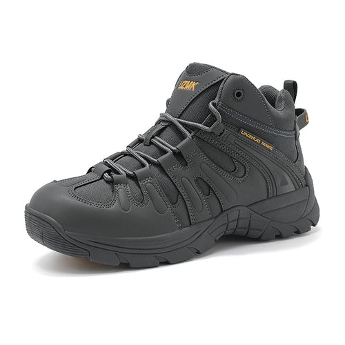 (🔥Last Day Promotion 70% OFF 🎁) Men’s Leather Hiking and Work Boots, Waterproof Lightweight Orthopedic Comfort, Slip Resistant Anti Puncture, Shock Absorbing Arch and Ankle Support, for Wet Trails Construction and Long Walks