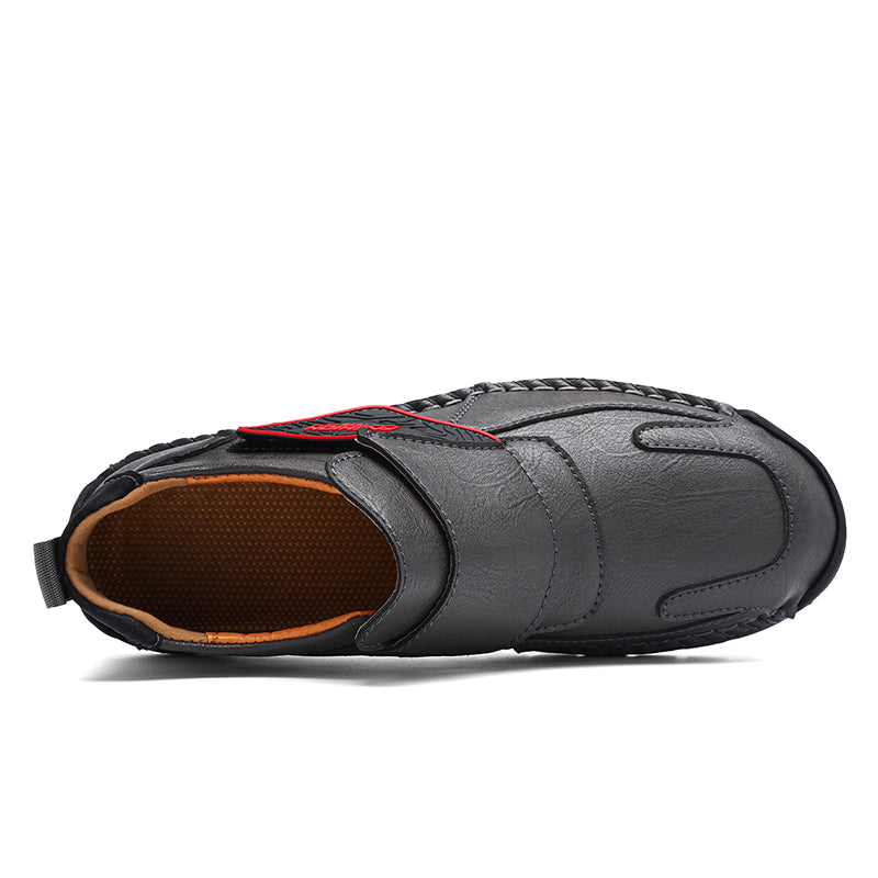 Mens Hand Stitching Leather Lace Up Ankle Boots Casual Vintage Non Slip Flats Arch Support Loafers for Hiking Walking Driving Chukka Boots