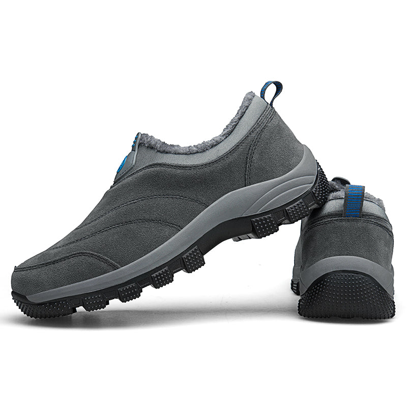Men's Slip-On Fleece-Lined Hiking Shoes - Winter Warmth & Anti-Slip Grip