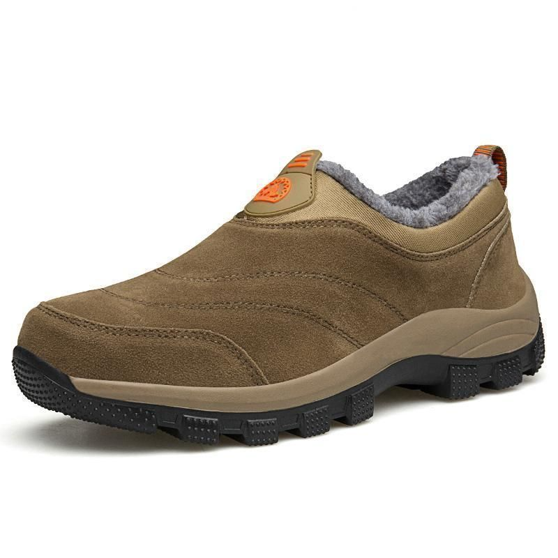 Men's Slip-On Fleece-Lined Hiking Shoes - Winter Warmth & Anti-Slip Grip