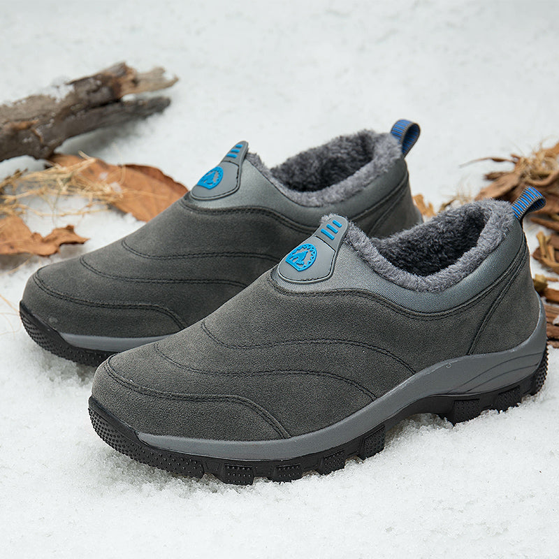 Men's Slip-On Fleece-Lined Hiking Shoes - Winter Warmth & Anti-Slip Grip