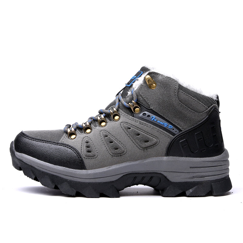 Men’s Warm-Lined Wide Fit Hiking Shoes – Waterproof, Non-Slip & Cushioned Arch Support for Winter Comfort
