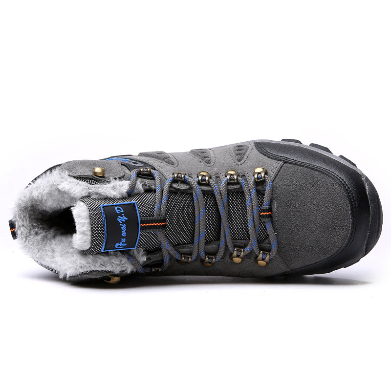 Men’s Warm-Lined Wide Fit Hiking Shoes – Waterproof, Non-Slip & Cushioned Arch Support for Winter Comfort