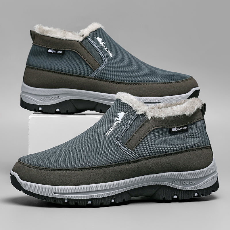 Men’s Warm Slip-On Winter Ankle Boots – Water-Repellent Upper, Windproof, Non-Slip Rubber Sole