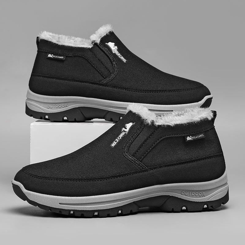 Men’s Warm Slip-On Winter Ankle Boots – Water-Repellent Upper, Windproof, Non-Slip Rubber Sole