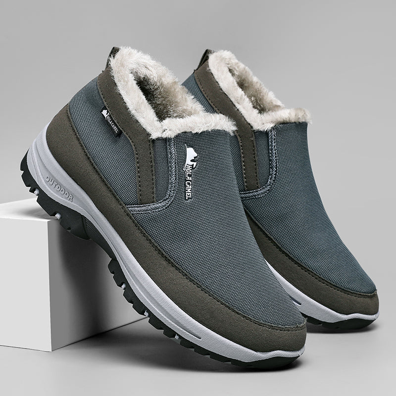 Men’s Warm Slip-On Winter Ankle Boots – Water-Repellent Upper, Windproof, Non-Slip Rubber Sole