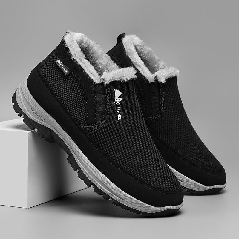 Men’s Warm Slip-On Winter Ankle Boots – Water-Repellent Upper, Windproof, Non-Slip Rubber Sole