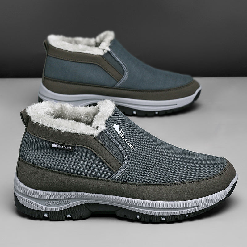 Men’s Warm Slip-On Winter Ankle Boots – Water-Repellent Upper, Windproof, Non-Slip Rubber Sole