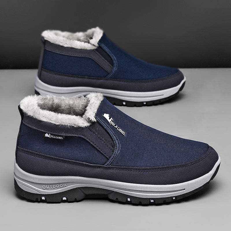 Men’s Warm Slip-On Winter Ankle Boots – Water-Repellent Upper, Windproof, Non-Slip Rubber Sole