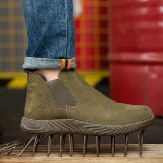 (Multiple Protection👍)High Quality Work Boots - Super Wear-Resistant Leather Material Kevlar Sole Anti-Impact Steel Toe Orthotic Insole